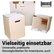 Single piece cardboard stool white | 300x300x420 mm