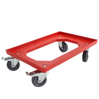 Rollwagen für KunststoffBOXX 600x400 mm | Rot | mit 2 Bremsen