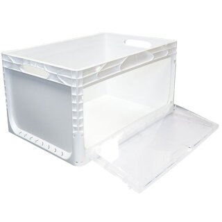 PlasticBOXX 600x400x320 mm | white | with front flap and handles