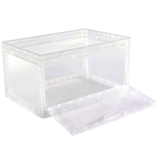PlasticBOXX 600x400x320 mm | transparent | with front flap and handles