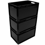 PlasticBOXX 600x400x320 mm | black | with handles
