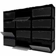 PlasticBOXX 600x400x320 mm | black | with front flap and handles