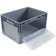 PlasticBOXX 400x300x220 mm | gray | with front...