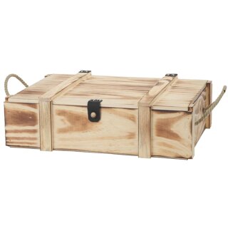 Holzkisten rustikal geflammt 365x260x95 mm | 3er Wein/Sekt