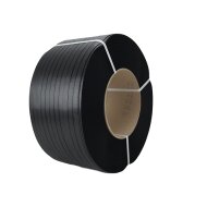 PP strapping on 20 mm core 12x0,55 mm | 3.000 m | black