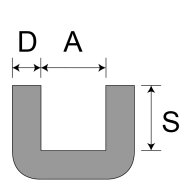 U profiles cushion 125/142x60x20 mm