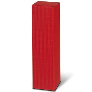 Flaschen-Faltschachteln Wellenstruktur Rot | 1 Wein-/Sektflasche | 90x90x365 mm