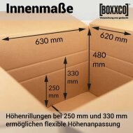 Double-walled folding boxes 630x620x250-480 mm