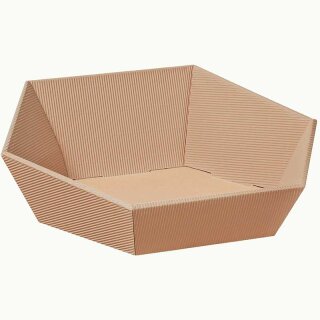 Gift baskets with a wave pattern, hexagonal | Natural | 270 x 290 x 105 mm