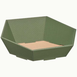 Gift baskets with a wave pattern, hexagonal | Green | 270 x 290 x 105 mm