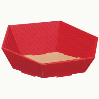 Gift baskets with a wave pattern, hexagonal | Red | 200 x 168 x 85 mm