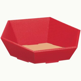 Gift baskets with a wave pattern, hexagonal | Red | 340 x 380 x 130 mm