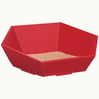 Gift baskets with a wave pattern, hexagonal | Red | 415 x 465 x 155 mm