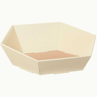 Gift baskets with a wave pattern, hexagonal | Cream | 415 x 465 x 155 mm