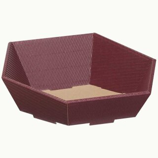 Gift baskets with a wave pattern, hexagonal | Aubergine | 200 x 168 x 85 mm