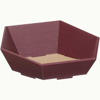 Gift baskets with a wave pattern, hexagonal | Aubergine | 415 x 465 x 155 mm