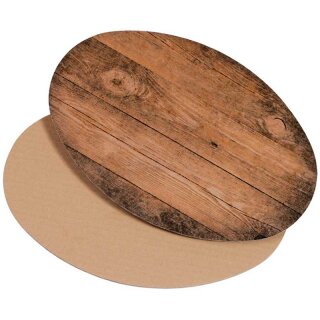 Oval decorative panels | Vintage wood and brown | 200x150 mm