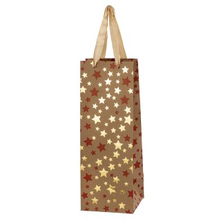 Carrier bags star time red/gold | 1 wine/champagne bottle | 120x100x360 mm