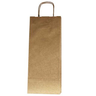 Kraftpapiertragetaschen Natur | 2 Wein-/Sektflaschen | 160x70x390 mm