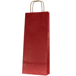 Kraft paper carrier bags red | 2 wine/sparkling wine bottle | 160x70x390 mm