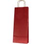 Kraftpapiertragetaschen Rot | 2 Wein-/Sektflaschen | 160x70x390 mm