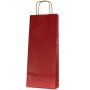 Kraftpapiertragetaschen Rot | 2 Wein-/Sektflaschen | 160x70x390 mm