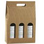 Tragekartons Wellenstruktur Natur | 3 Wein-/Sektflaschen | 270x90x340 mm