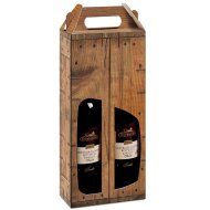 Tragekartons Holz Rustikal | 2 Wein-/Sektflaschen |...