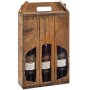 Tragekartons Holz Rustikal | 3 Wein-/Sektflaschen | 249x84x360 mm