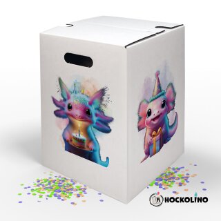 Hockolino | DIY- Coloring cardboard stool | Birthday axolotl | 300x300x420 mm
