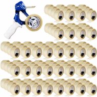 BOXXtape Premium transparent 132 rolls + free hand dispenser for adhesive tapes up to 50 mm wide | Safety knife