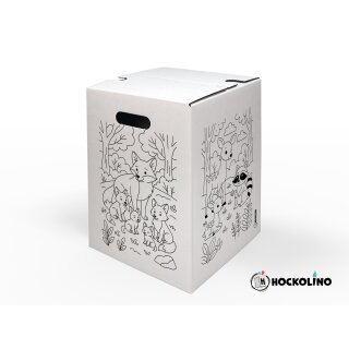 Hockolino | DIY- Coloring cardboard stool | Forest animals | 300x300x420 mm