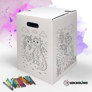 Hockolino | DIY- Coloring cardboard stool | Unicorns | 300x300x420 mm