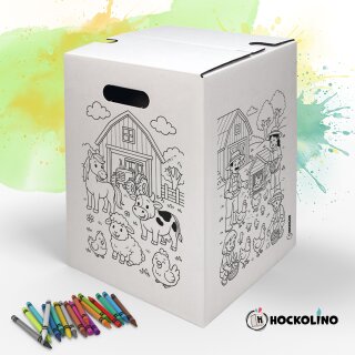 Hockolino | DIY- Coloring cardboard stool | Farm | 300x300x420 mm