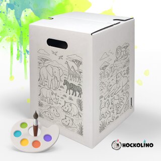 Hockolino | DIY- Coloring cardboard stool | Safari | 300x300x420 mm