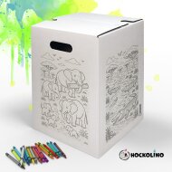 Hockolino | DIY- Coloring cardboard stool | Safari | 300x300x420 mm
