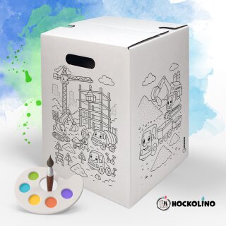 Hockolino | DIY- Coloring cardboard stool | Building site | 300x300x420 mm