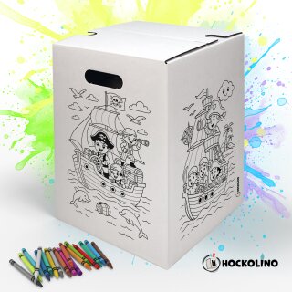 Hockolino | DIY- Coloring cardboard stool | Pirates | 300x300x420 mm