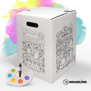 Hockolino | DIY- Coloring cardboard stool | Beginning of school | 300x300x420 mm