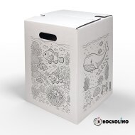 Hockolino | DIY-Ausmal-Papphocker | Unterwasserwelt | 300x300x420 mm