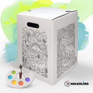 Hockolino Coloring Stool Dinosaurs – Cardboard Stool for Coloring – DIY Craft Fun for Kids