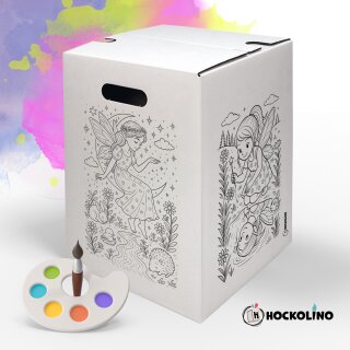 Hockolino | DIY- Coloring cardboard stool | Magical fairies | 300x300x420 mm