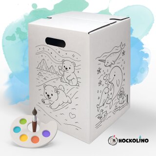 Hockolino | DIY-Ausmal-Papphocker | Polarwelt | 300x300x420 mm