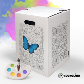Hockolino | DIY- Coloring cardboard stool | Butterflies | 300x300x420 mm