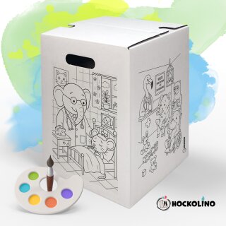 Hockolino | DIY Coloring Cardboard Stool | Animal Clinic | 300x300x420 mm