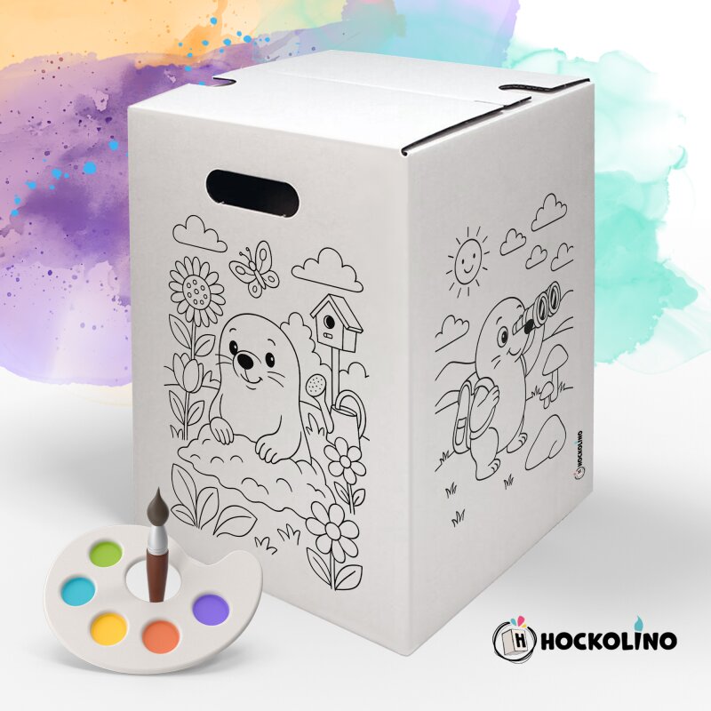 Hockolino | DIY-Ausmal-Papphocker | Herbstzauber Wald | 300x300x420 mm