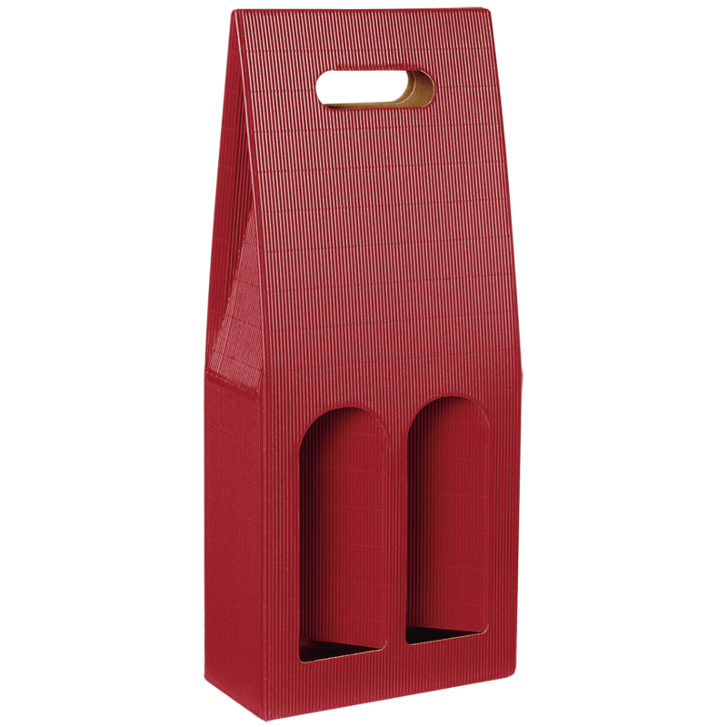 Tragekarton Bordeaux - stabile Präsentverpackung mit Sichtfenster aus Wellpappe