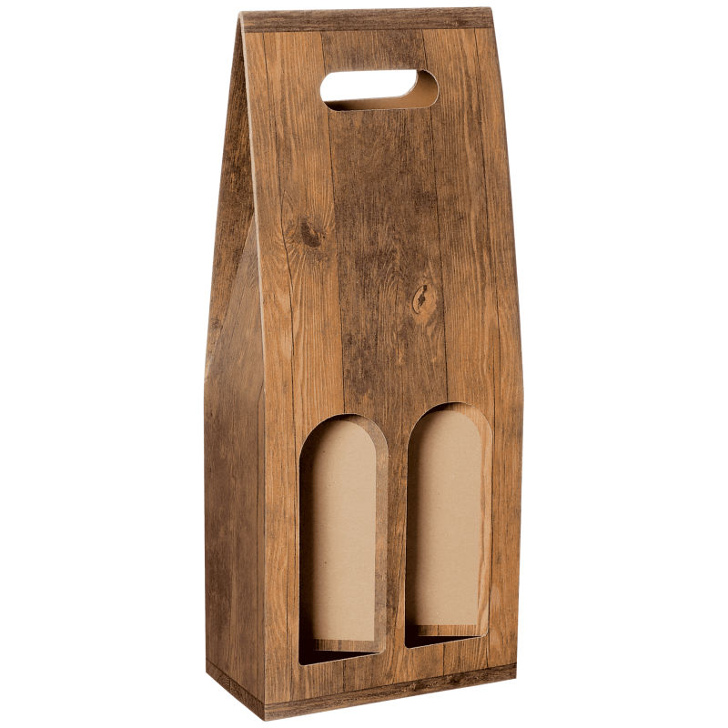 Tragekarton Vintage - stabile Präsentverpackung mit Sichtfenster aus Wellpappe