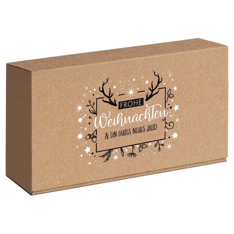 Präsentkarton Frohe Weihnachten - stabile & nachhaltige Verpackungslösung aus Wellpappe