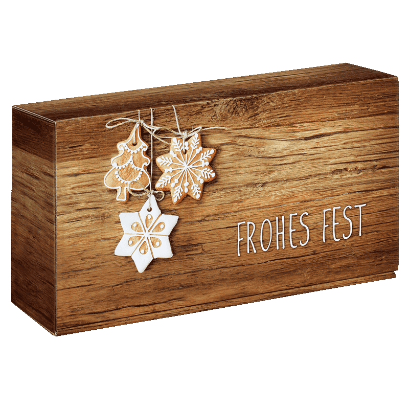 Präsentkarton Frohes Fest - stabile & nachhaltige Verpackungslösung aus Wellpappe